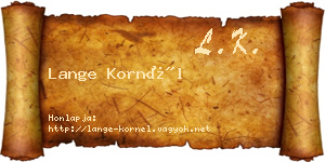 Lange Kornél névjegykártya